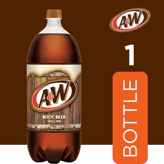 A&W Caffeine-Free, Low Sodium Root Beer Soda Pop, 2 Liter Bottles