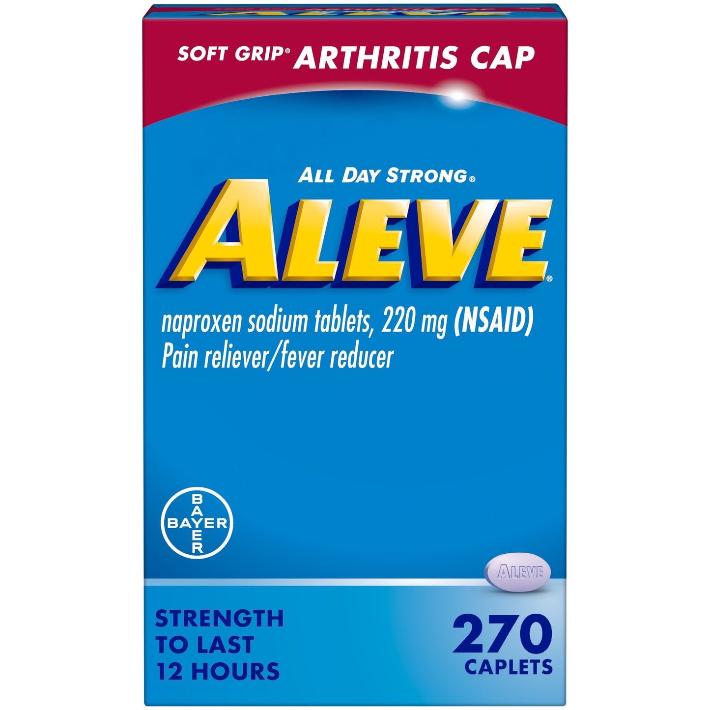 Aleve Caplets Soft Grip Arthritis Cap Naproxen Sodium Pain Reliever, 270 Count