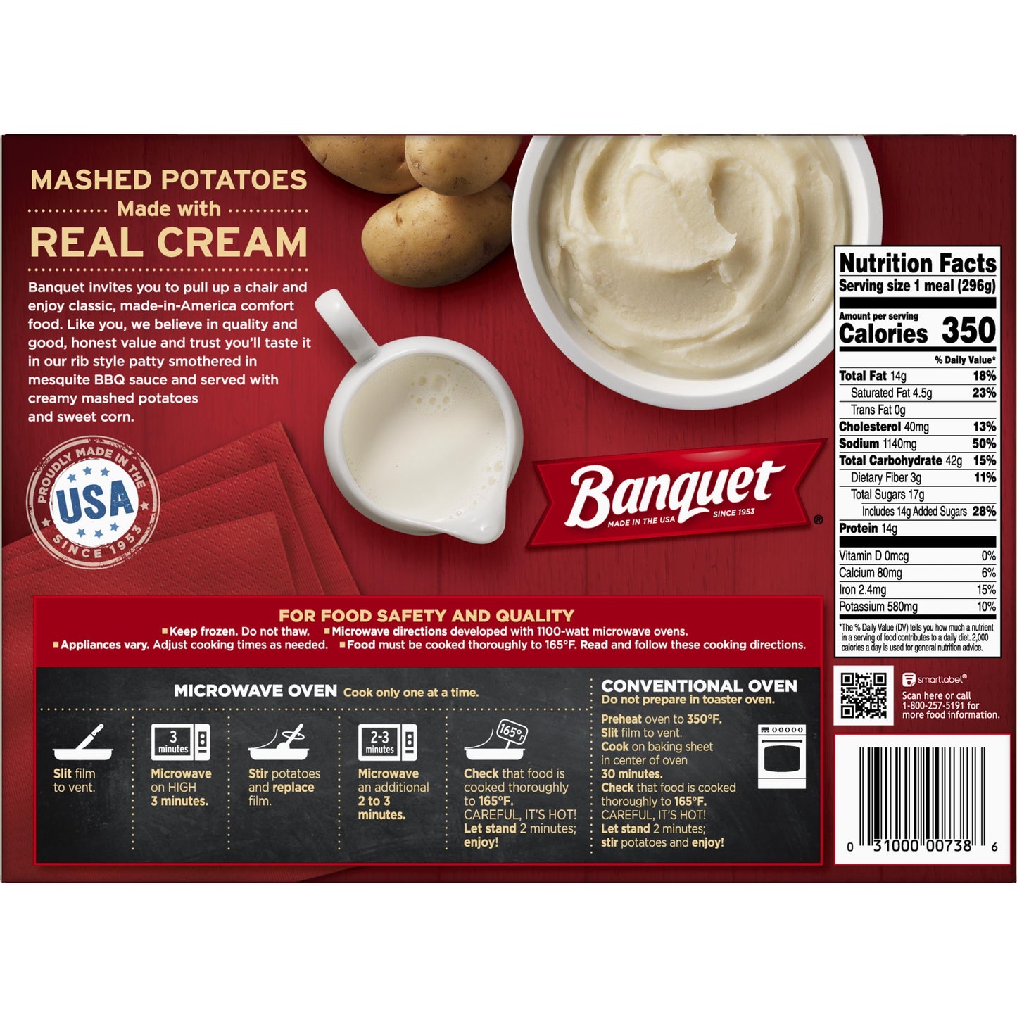 Banquet Backyard BBQ Frozen Single Serve Meal, 10.45 Ounce