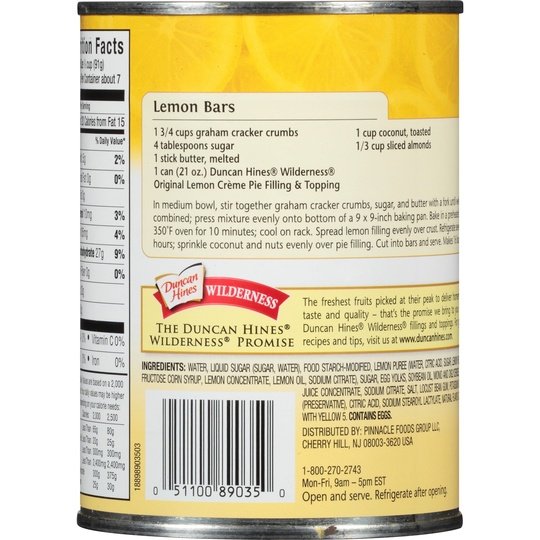 Duncan Hines Wilderness Original Lemon Creme Pie Filling & Topping 21 oz