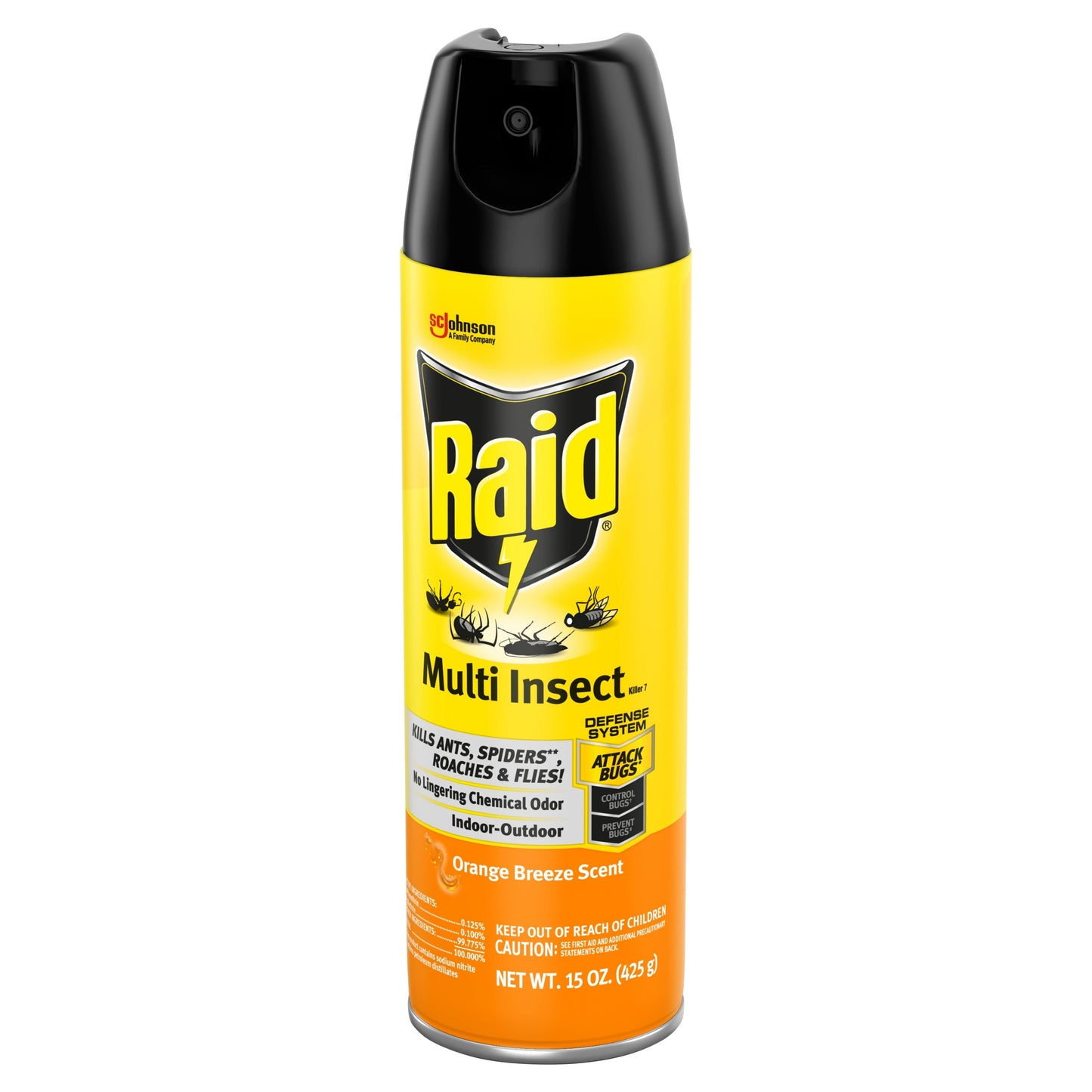 Raid Multi Insect Killer 7, Bug Killer Spray, Orange Breeze Scent, 15 oz