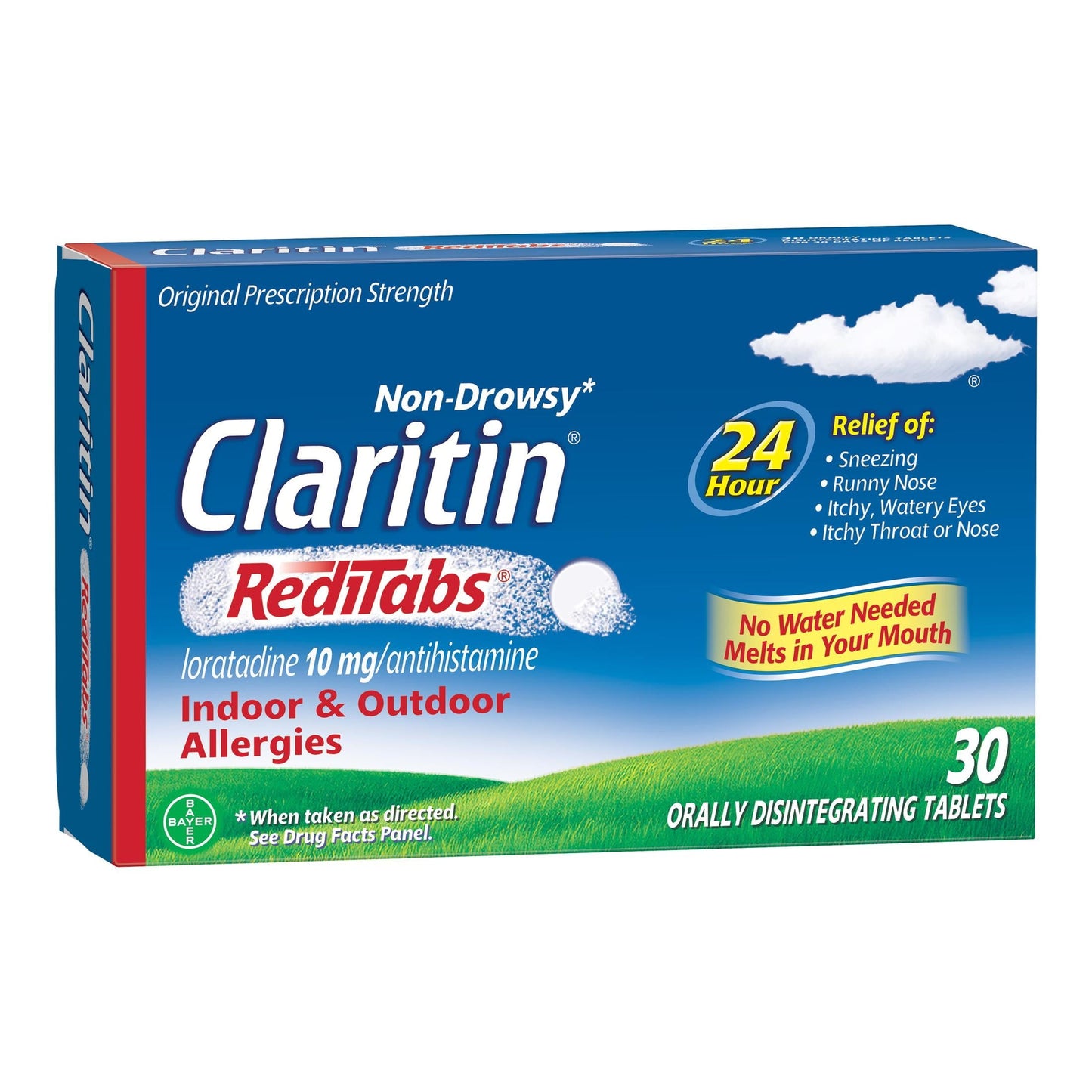 Claritin RediTabs 24 Hour Non-Drowsy Allergy Medicine, Loratadine Antihistamine Tablets, 30 Ct