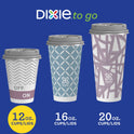 Dixie To Go Disposable Paper Cups with Lids, 12 oz, Multicolor, 20 Count