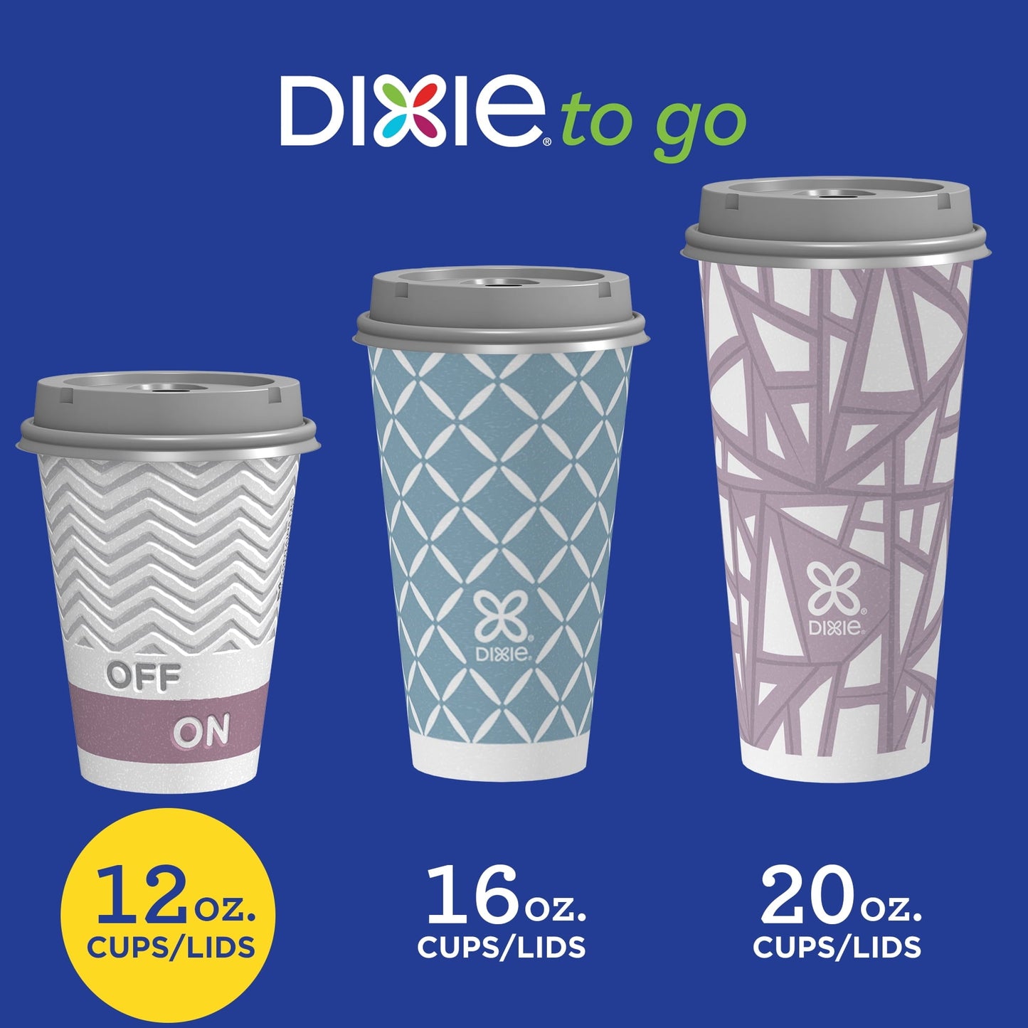 Dixie To Go Disposable Paper Cups with Lids, 12 oz, Multicolor, 20 Count