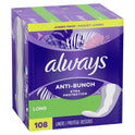 Always Anti-Bunch Xtra Protection Daily Liners Long Length, 108 Ct