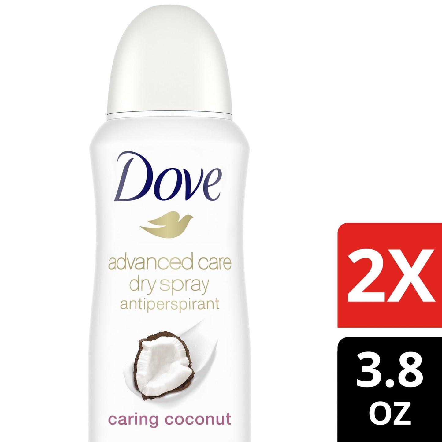 Dove Advanced Care Women's Antiperspirant Deodorant Dry Spray Twin Pack, Caring Coconut, 3.8 oz