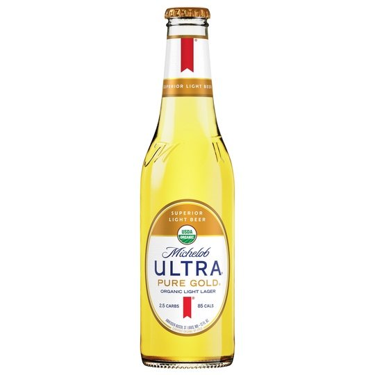 Michelob Ultra Pure Gold Organic Light Lager Beer, 6 Pack, 12 fl oz Bottles, 3.8% ABV, Domestic