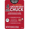 All Natural* 80% Lean/20% Fat Ground Beef Chuck Patties, 4 Count, 1.33 lb Tray