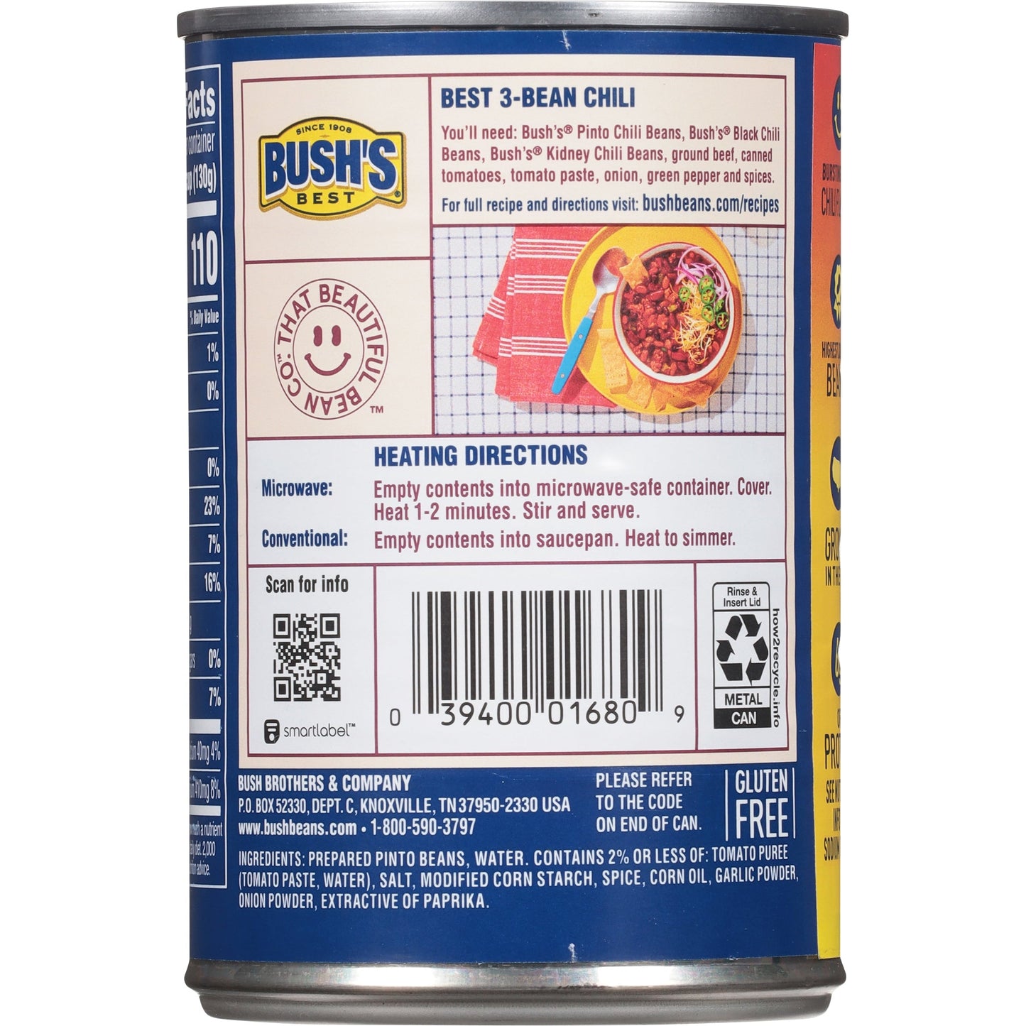 Bush's Chili Beans, Canned Pinto Beans in Medium Chili Sauce, 16 oz Can