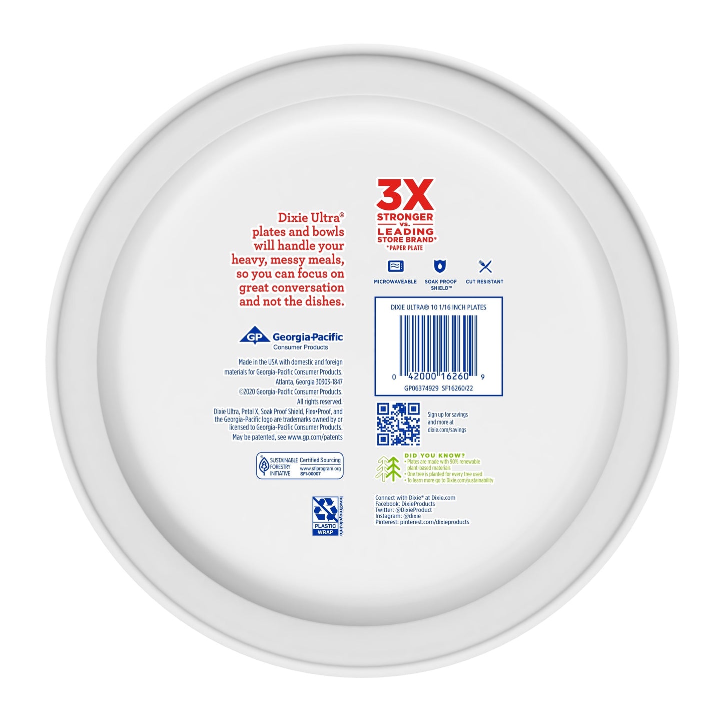 Dixie Ultra Disposable Paper Plates, Multicolor, 10 in, 50 Count