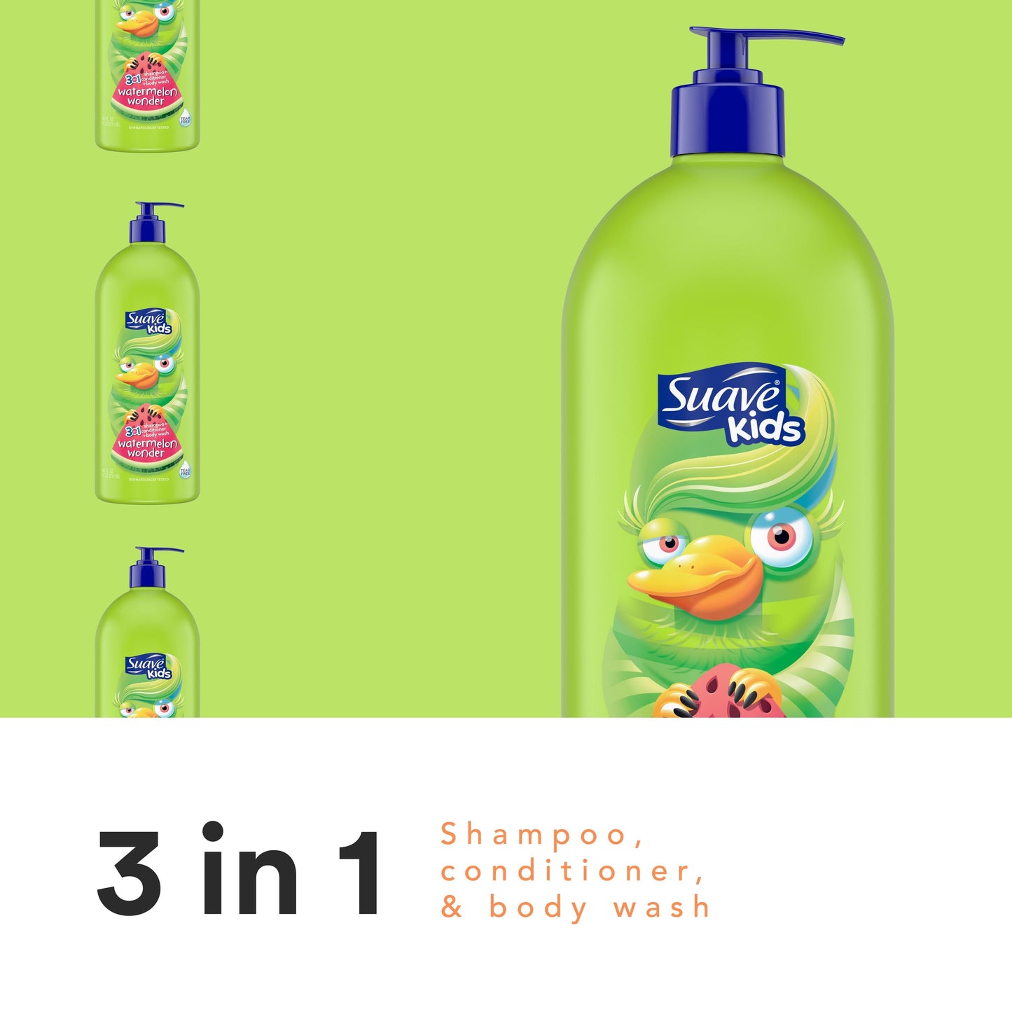 Suave 3-in-1 Shampoo, Conditioner, Bodywash, Watermelon, Hypoallergenic for All Hair Types Full 40oz