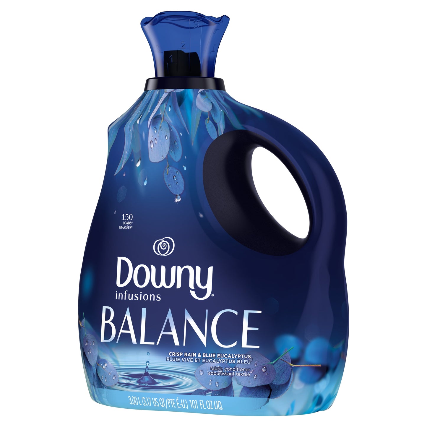 Downy Infusions Laundry Fabric Softener Liquid, BALANCE, Crisp Rain and Blue Eucalyptus, 101 fl oz
