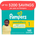 Pampers Swaddlers Diapers, Size 1, 160 Count