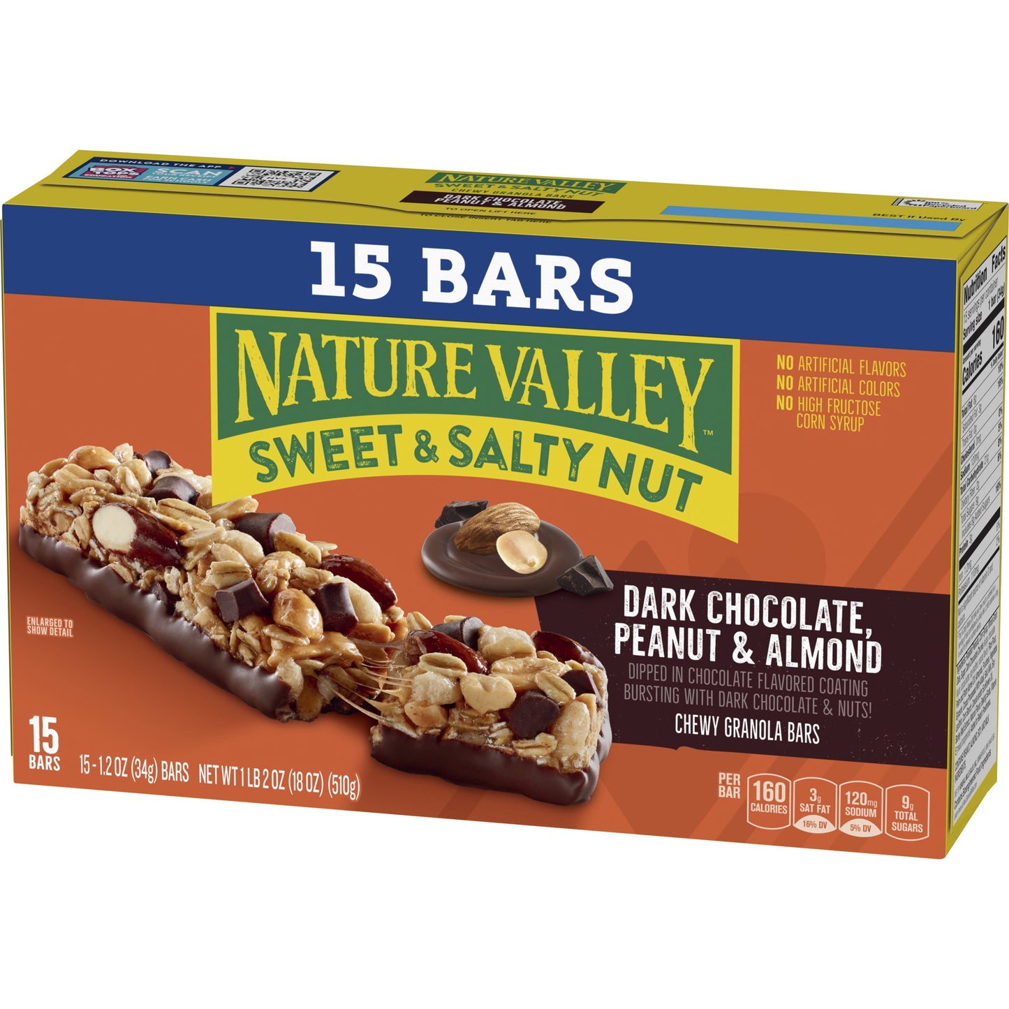 Nature Valley Sweet and Salty Nut Bars, Dark Chocolate Peanut Almond, 15 Bars, 18 OZ