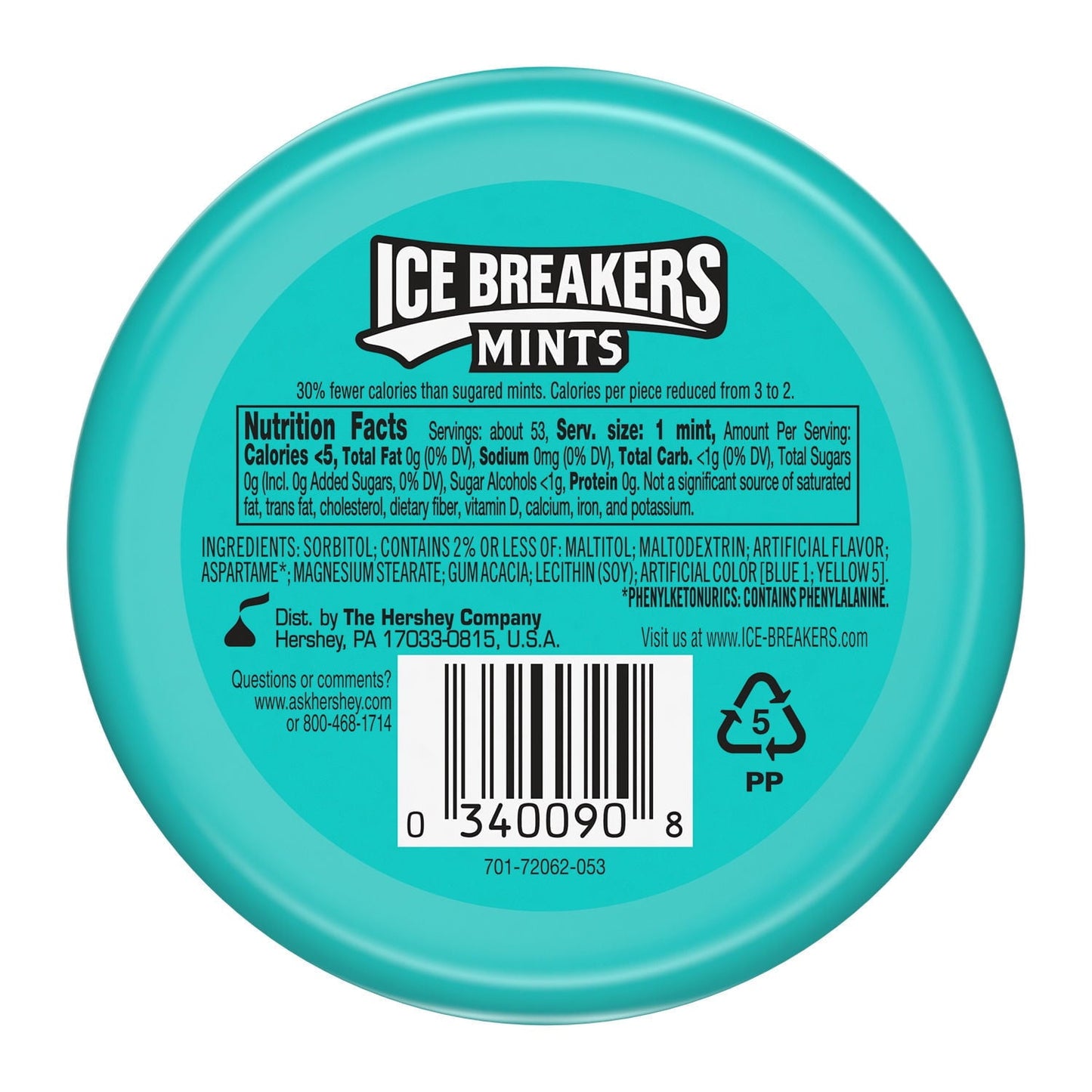 Ice Breakers Wintergreen Sugar Free Mints, Tin 1.5 oz