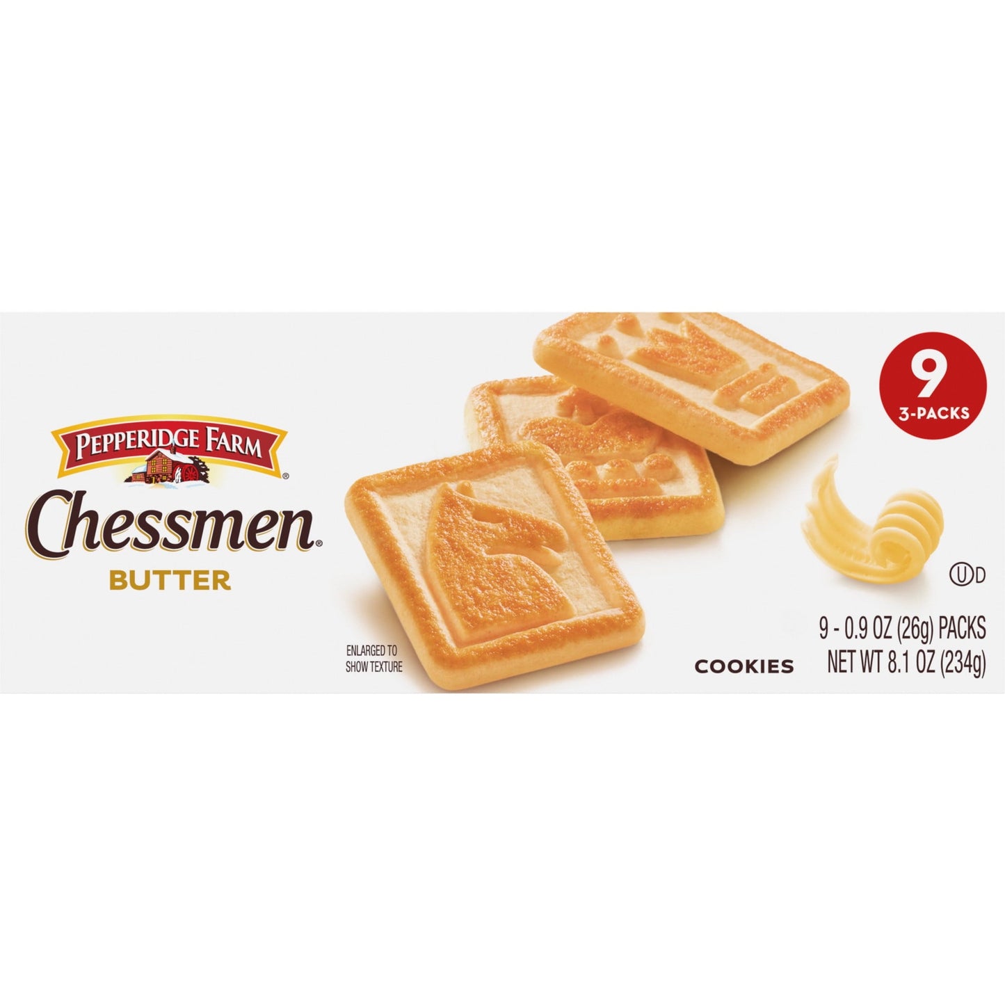 Pepperidge Farm Chessmen Butter Cookies, 9 Packs, 3 Cookies per Pack