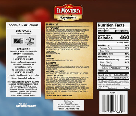 El Monterey Signature Beef Enchiladas Meal, 10.25 oz (Frozen)
