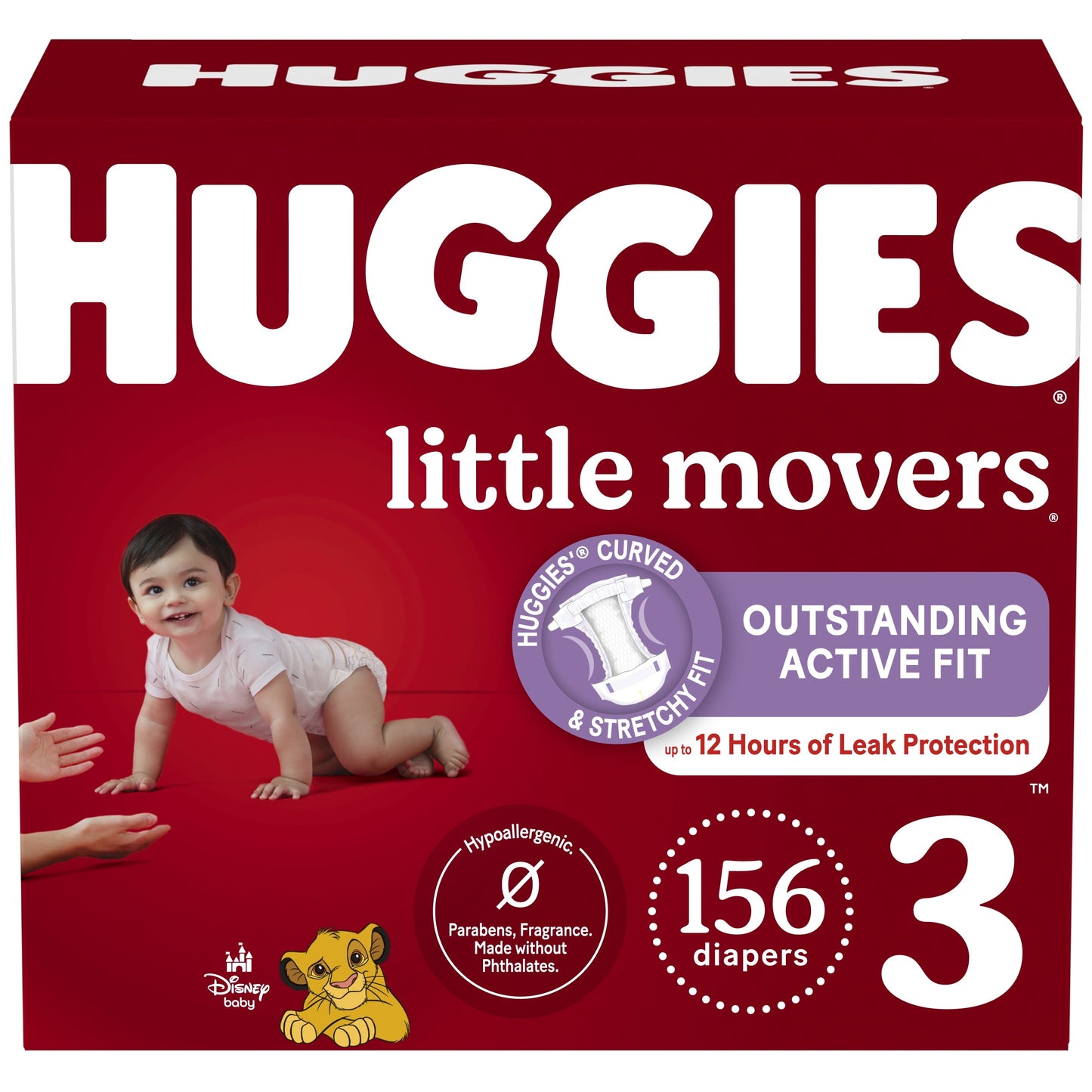 Huggies Little Movers Baby Diapers, Size 3, 156 Ct