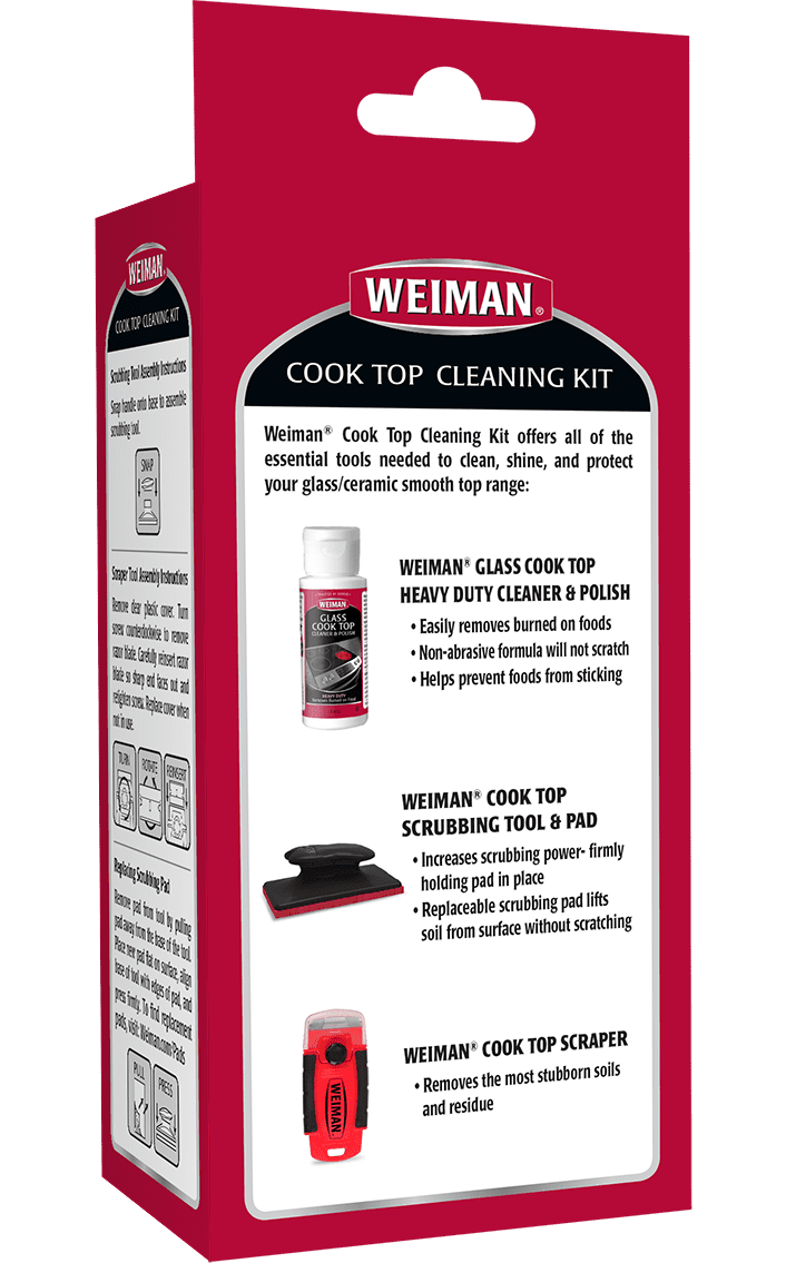 Weiman Complete Glass & Ceramic Cook Top Cleaning Kit - Includes Cream, Scrubbing Pad and Scraper