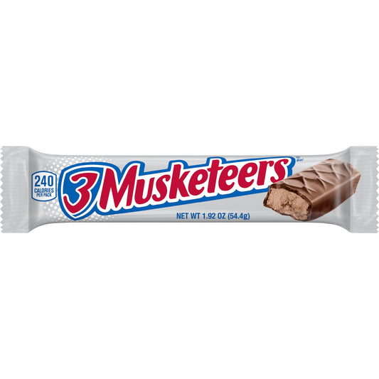 3 Musketeers Candy Milk Chocolate Bar, Full Size - 1.92 oz