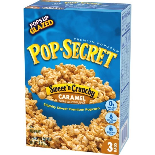 Pop Secret Popcorn, Sweet 'n Crunchy Caramel Microwave Popcorn, 2.64 oz Bags, 3 Ct