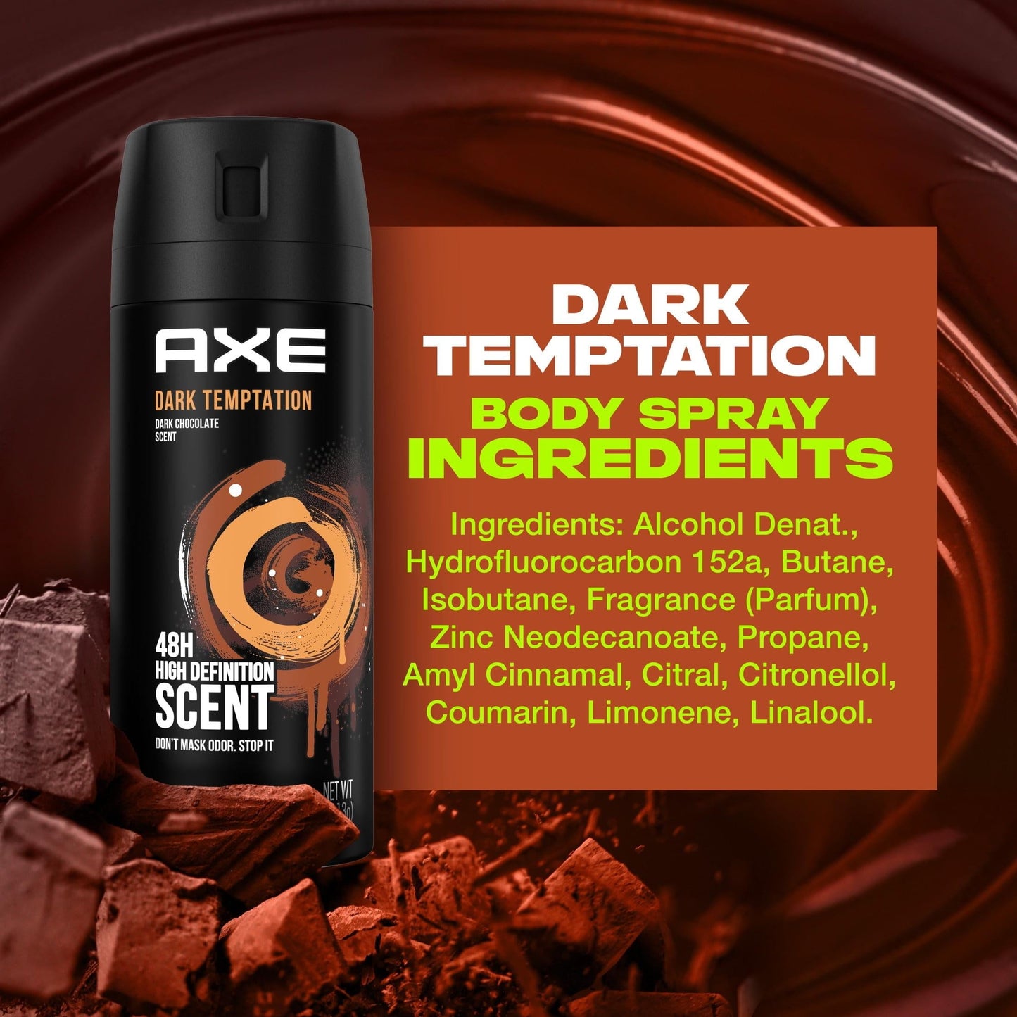 AXE Men's Deodorant Body Spray Dark Temptation, 4 oz