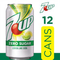 7UP Zero Sugar Lemon Lime Soda, 12 fl oz cans, 12 pack