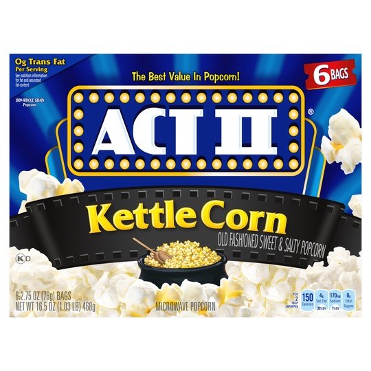 ACT II Kettle Corn Microwave Popcorn, 2.75 Oz, 6 Count