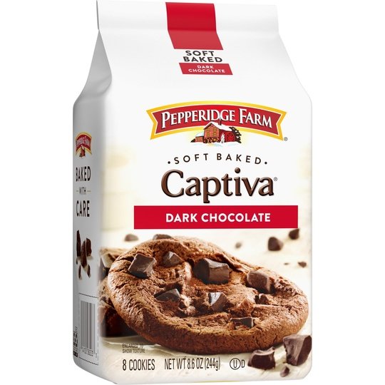 Pepperidge Farm Captiva Dark Chocolate Cookies, 8 Soft Baked Cookies, 8.6 oz. Bag