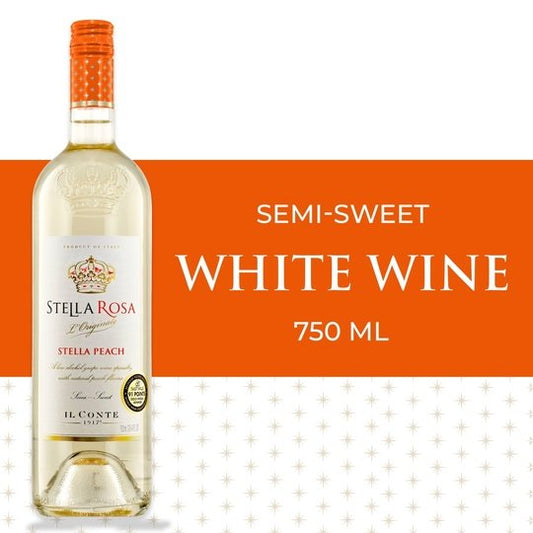 Stella Rosa Peach Semi-Sweet White Wine, 750ml Glass Bottle, Piedmont, Italy Serving Size 6oz