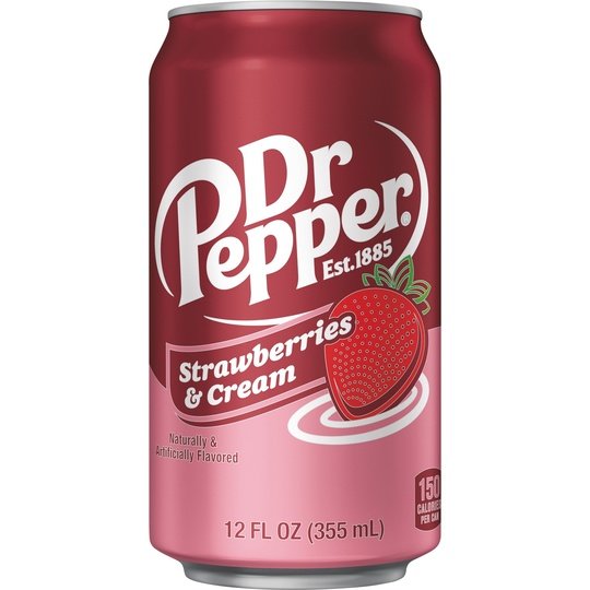 Dr Pepper Strawberries and Cream Soda Pop, 12 fl oz, 12 Pack Cans