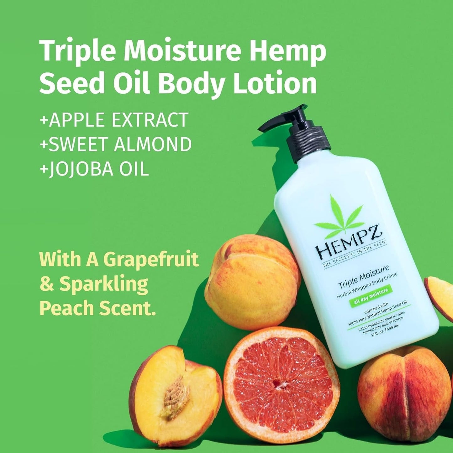 Hempz Triple Moisture Herbal Whipped Body Crème for Dry Skin, 17 fl oz