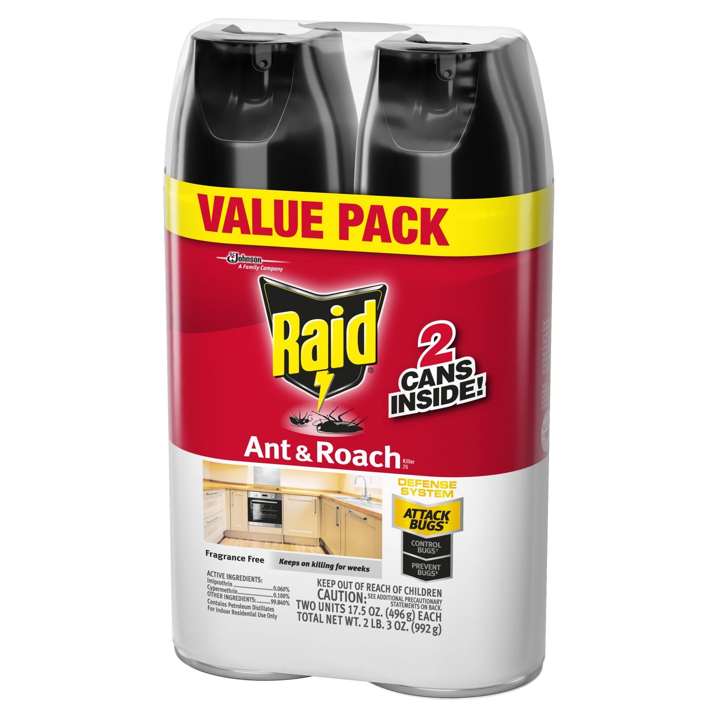 Raid®  Ant & Roach Killer 26, Fragrance-Free Bug Spray, 17.5 fl oz, 2 ct