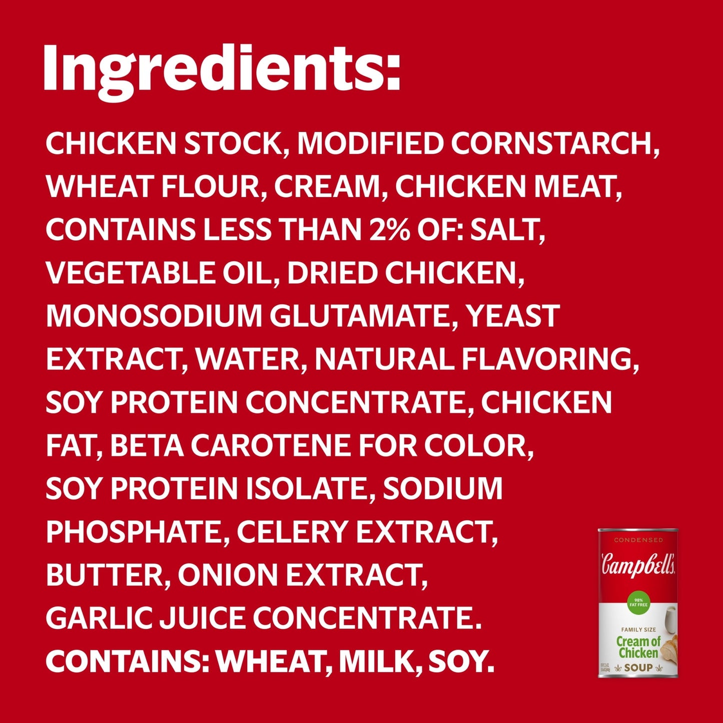 Campbell’s Condensed 98% Fat Free Cream of Chicken Soup, 22.6 Ounce Can