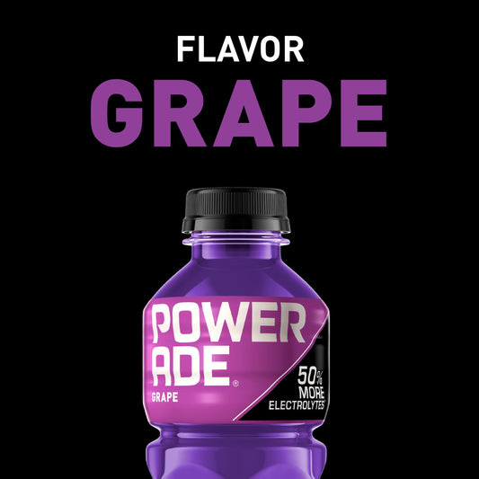 POWERADE Electrolyte Enhanced Grape Sport Drink, 20 fl oz, 8 Count Bottles