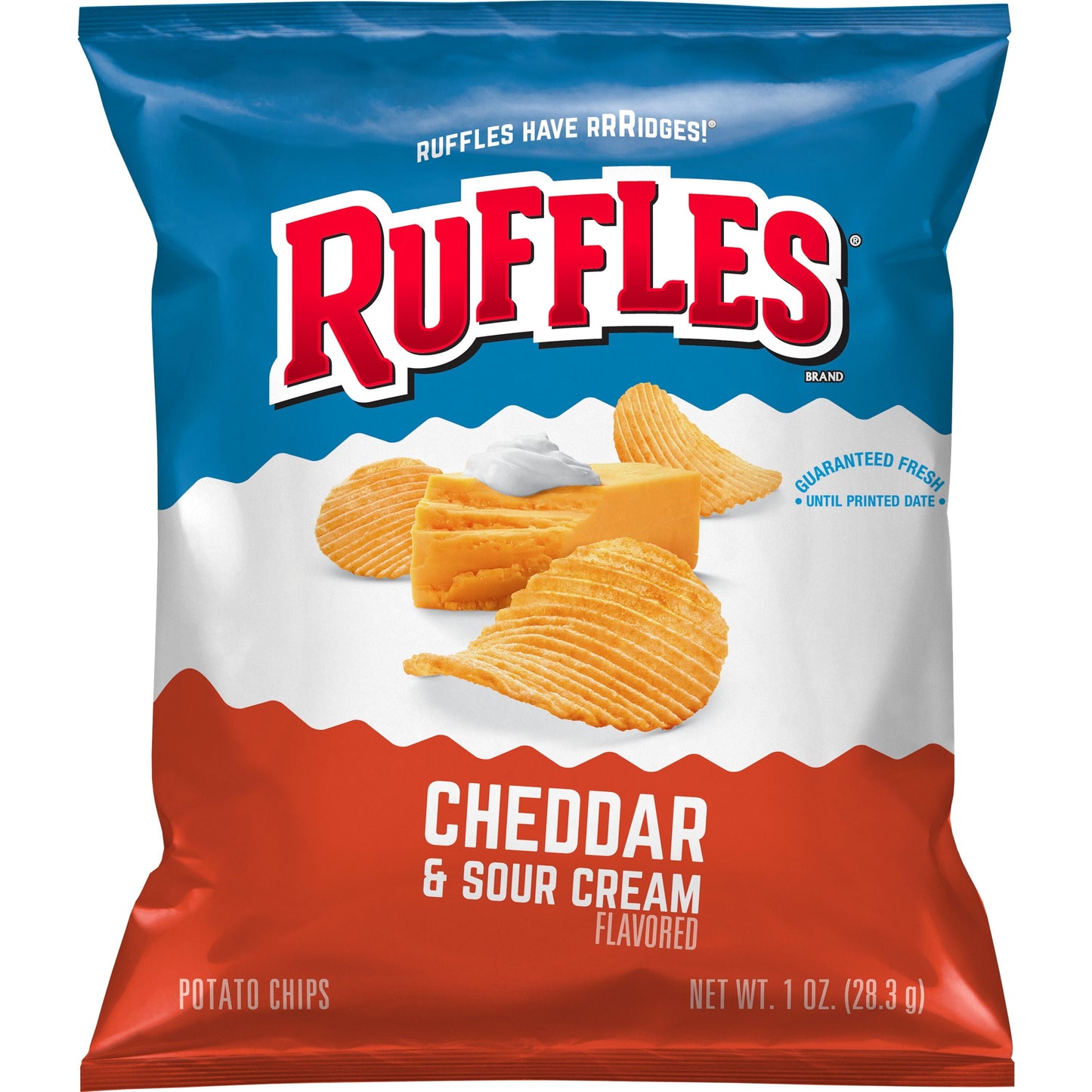 Ruffles Potato Chips Cheddar & Sour Cream Flavored Snack Chips, 1 oz Bag