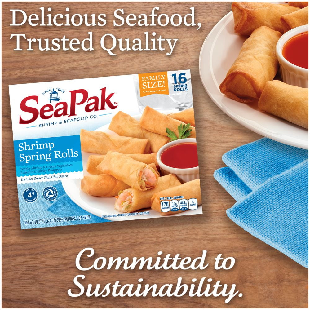 SeaPak Shrimp Spring Rolls with Sweet Chili Sauce, Easy to Bake, Frozen, 20 oz