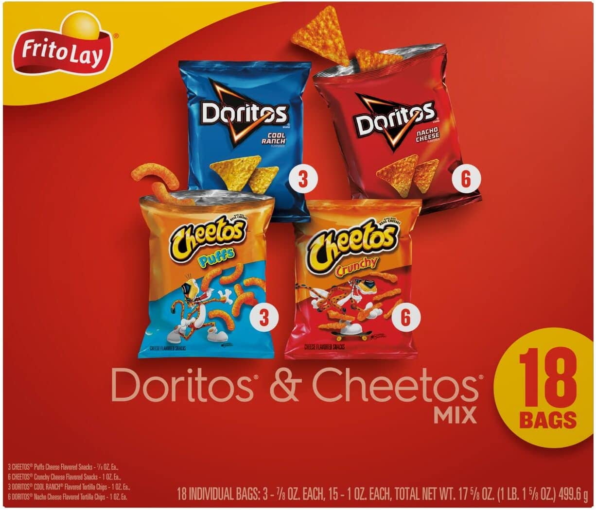 Frito-Lay Doritos & Cheetos Mix Variety Pack, 18 Count