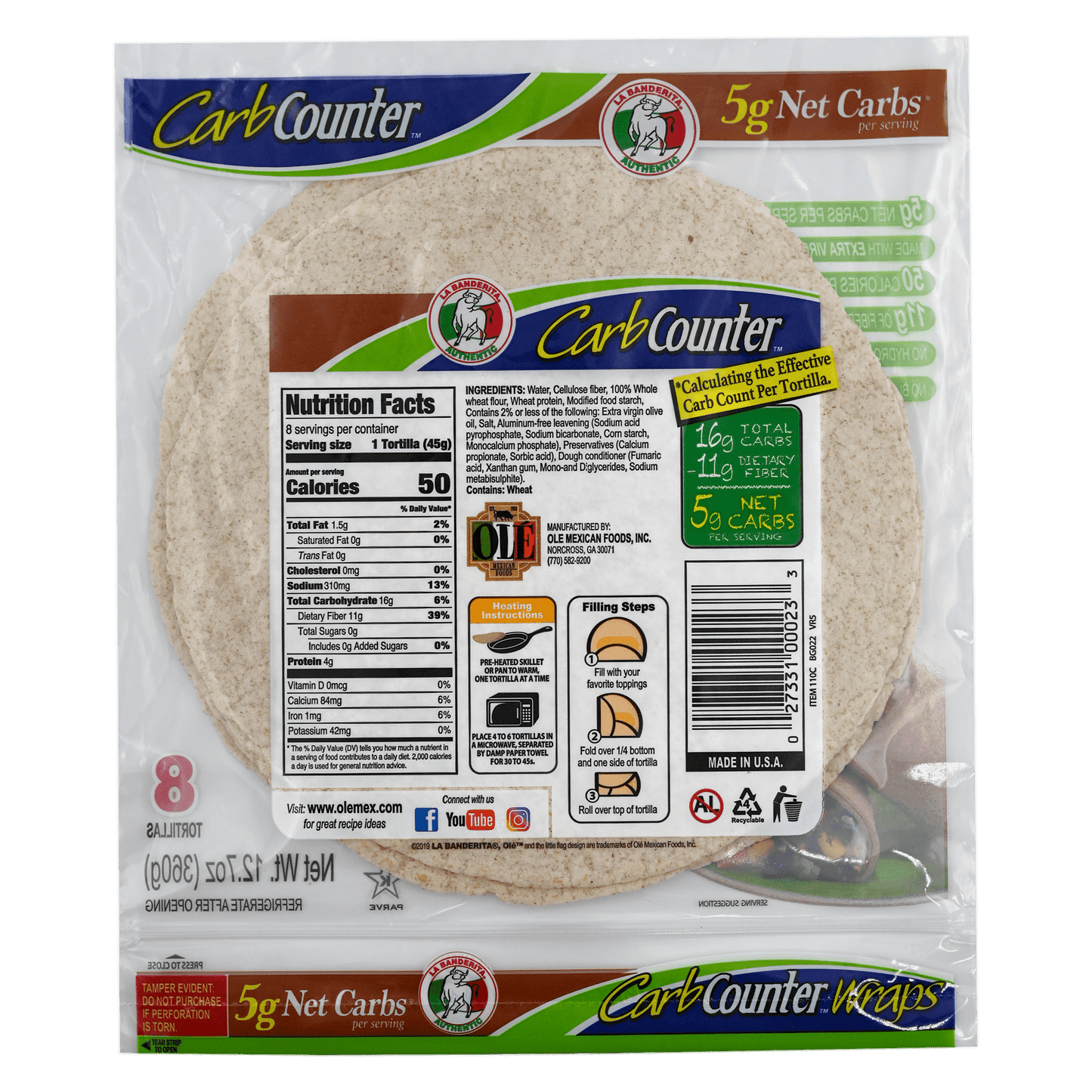 La Banderita Low Carb 8" Soft Taco Tortillas, 8 ct