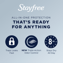 Stayfree Ultra Thin Super Long Pads With Wings, 32ct, Multi-Fluid Protection For Up To 8 Hours, With Odor Neutralizer