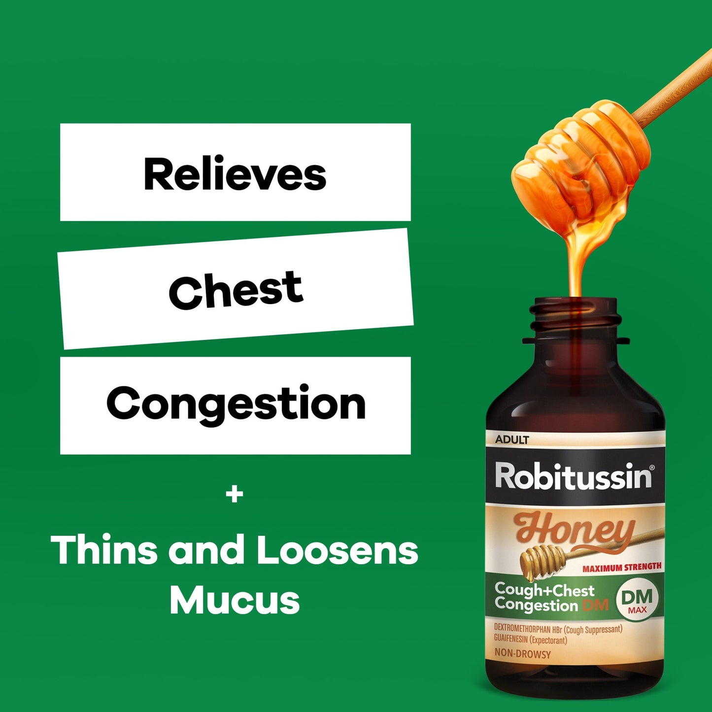 Robitussin Max Strength Cough Congestion DM and Cold Medicine, Honey, 8 Fl Oz