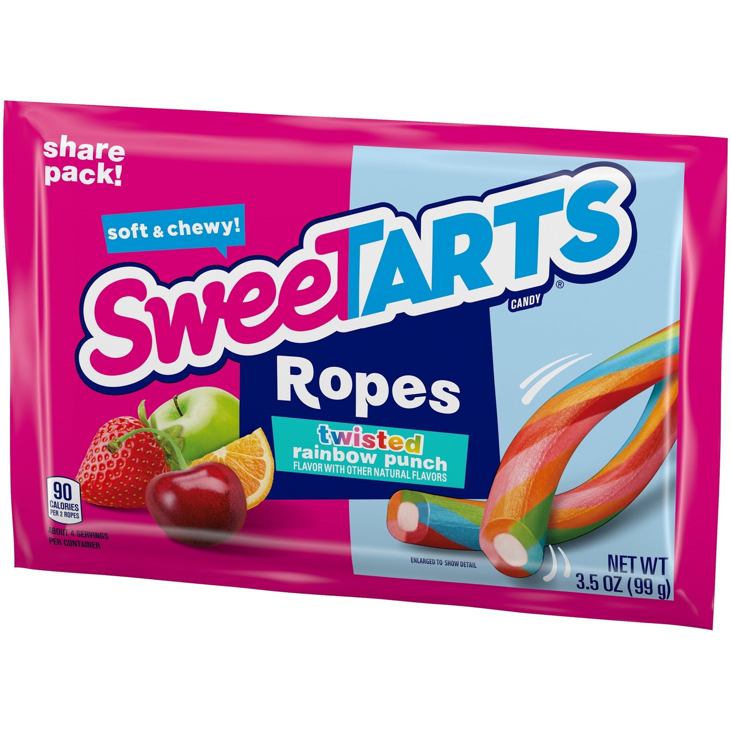 Sweetarts Twisted Rainbow Punch Ropes 3.5 Ounce Package