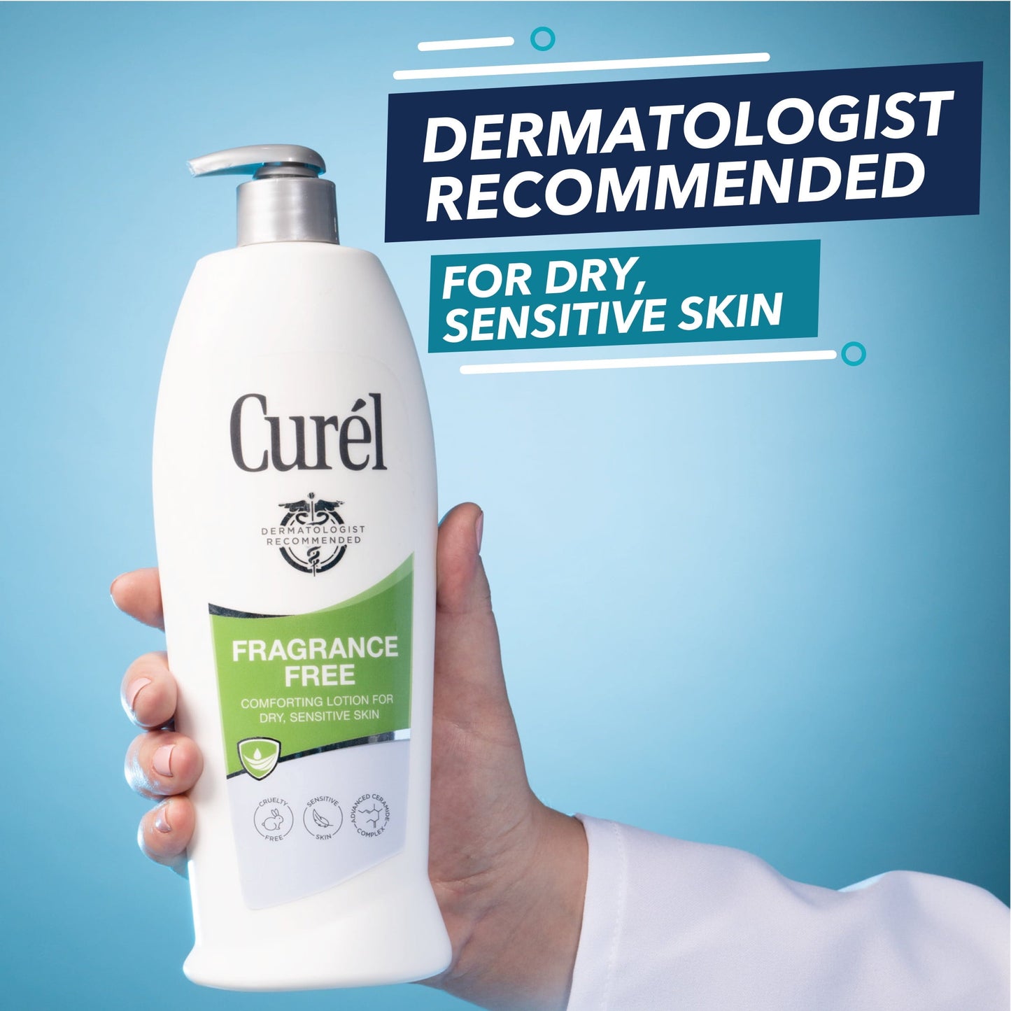 Curel Fragrance Free Lotion, Sensitive Hypoallergenic Lotion for Dry Skin, Dermatologist Recommended, 20 OZ