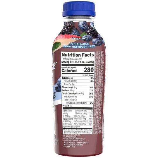 Bolthouse Farms Fruit Juice Smoothie, Blue Goodness, 15.2 fl. oz. Bottle