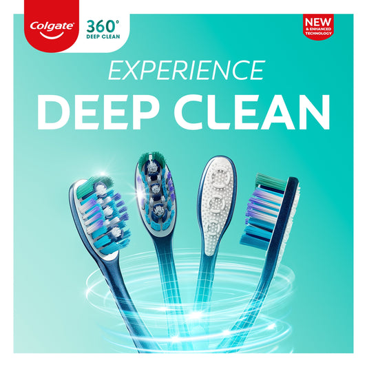 Colgate 360 Whole Mouth Clean Medium Toothbrush, Adult Toothbrush, 2 Pack