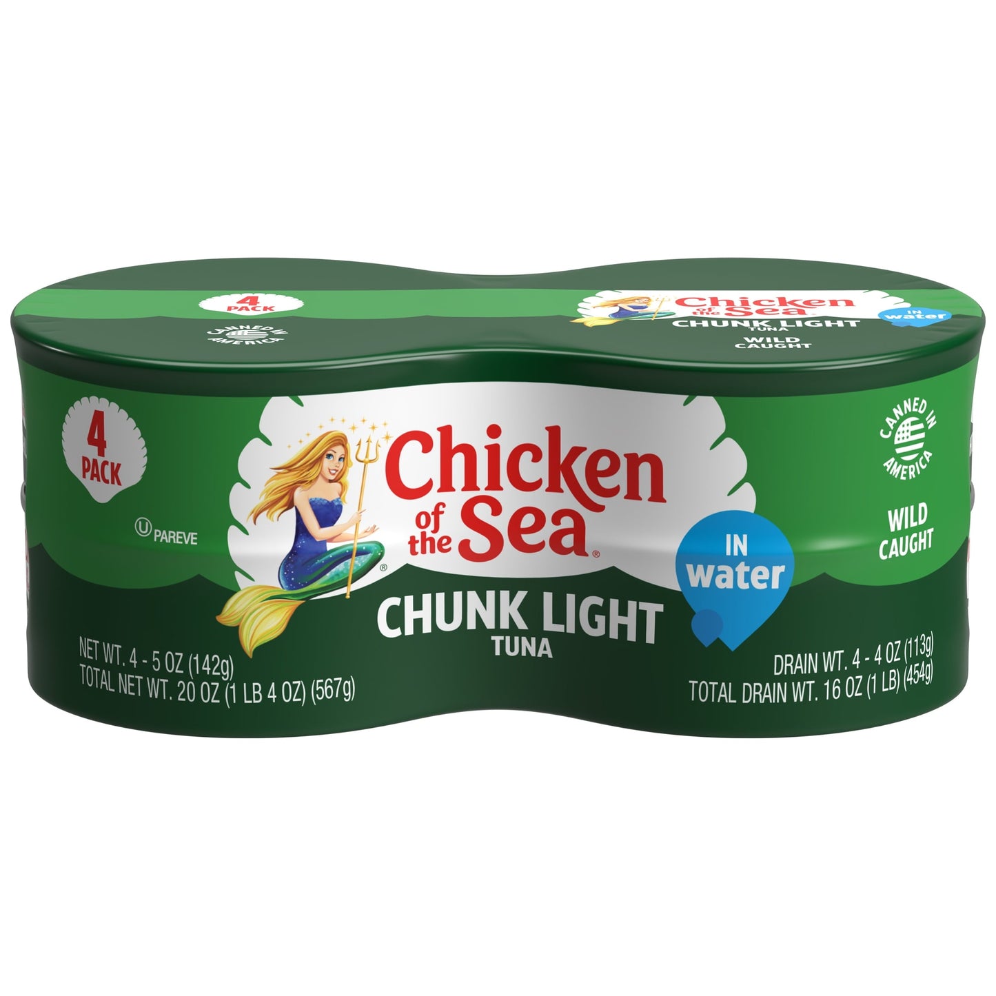 Chicken of the Sea Chunk Light Tuna in Water, 5 oz, 4 Cans