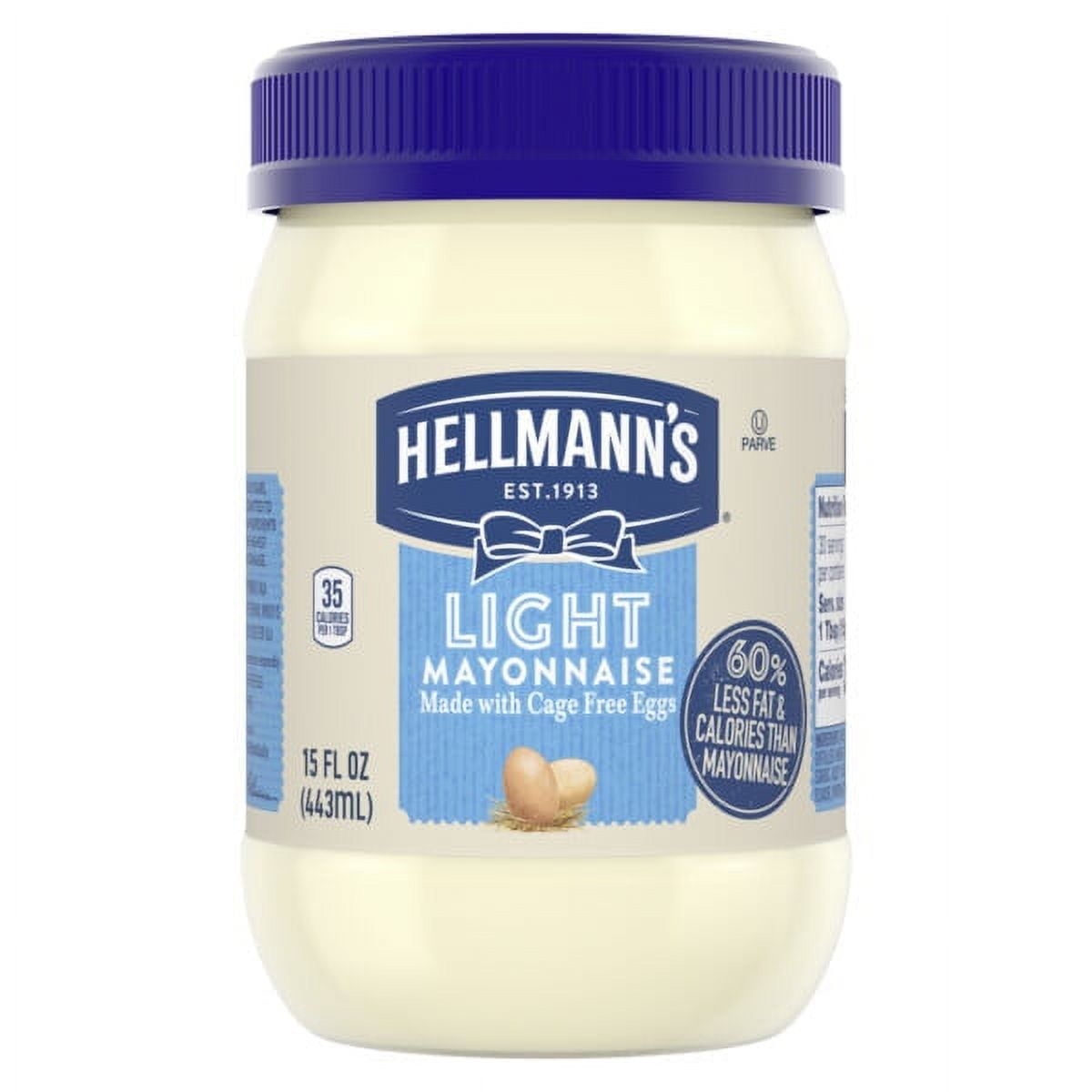 Hellmann's Made with Cage Free Eggs Light Mayonnaise, 15 fl oz Jar