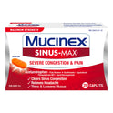 Maximum Strength Mucinex Sinus-Max Severe Congestion & Pain, Sinus Symptom Relief, Pain Reliever, Expectorant and Nasal Decongestant, 20 Caplets