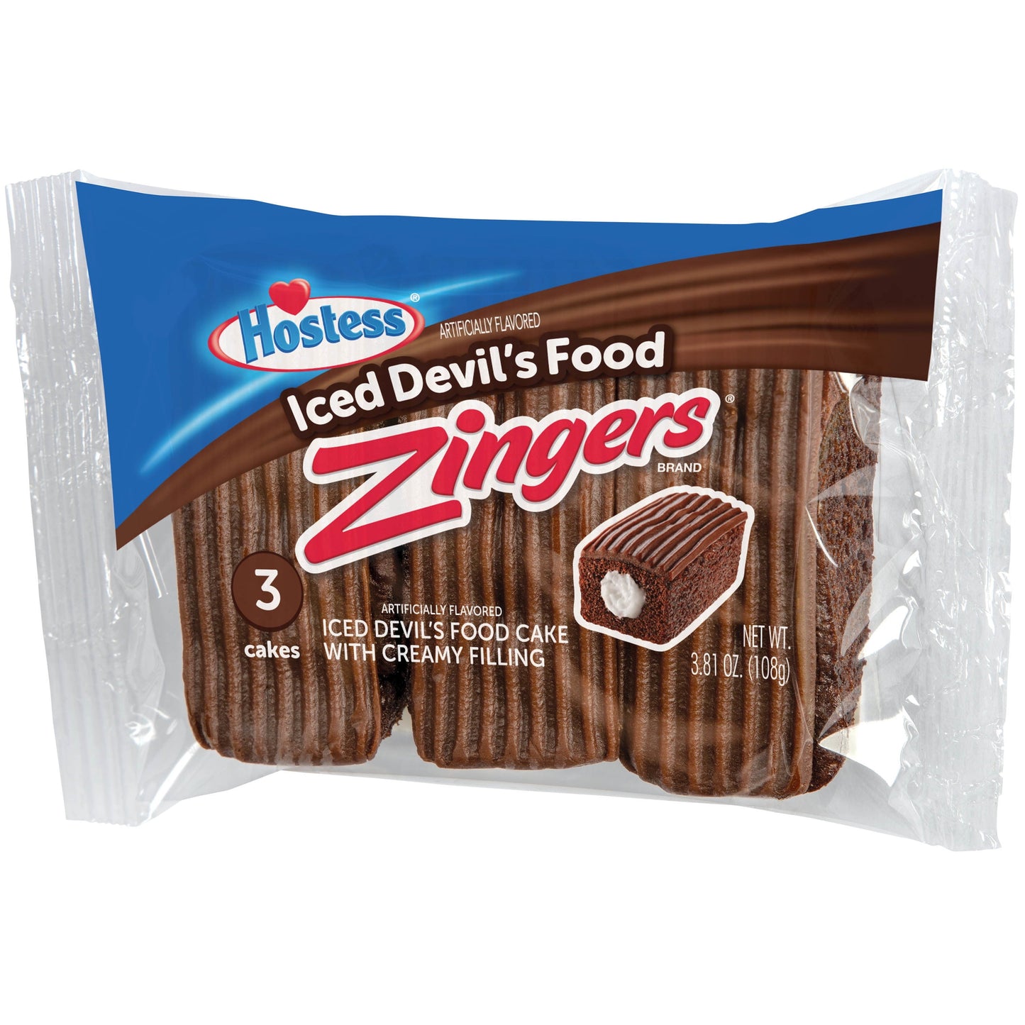 Hostess Devil's Food Zingers, Single Serve, 3 Count, 3.81 oz