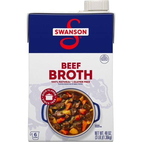 Swanson 100% Natural, Gluten-Free Beef Broth, 48 oz Carton